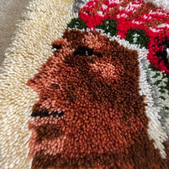 Indian Chieftain Native American Warrior Headdress Latch Hook Rug 34" Western - Picture 3 of 13